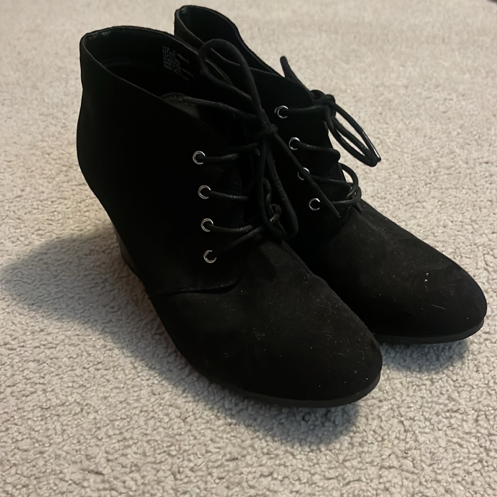 Black wedge heel boots- women’s 11